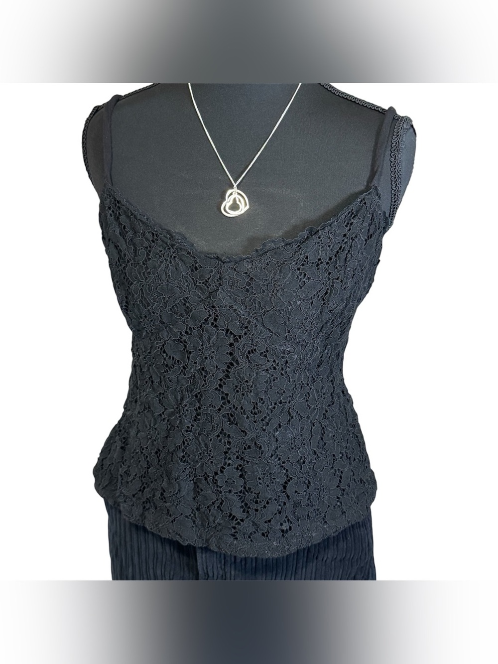 Large Maurices sexy floral black lace cropped cami top